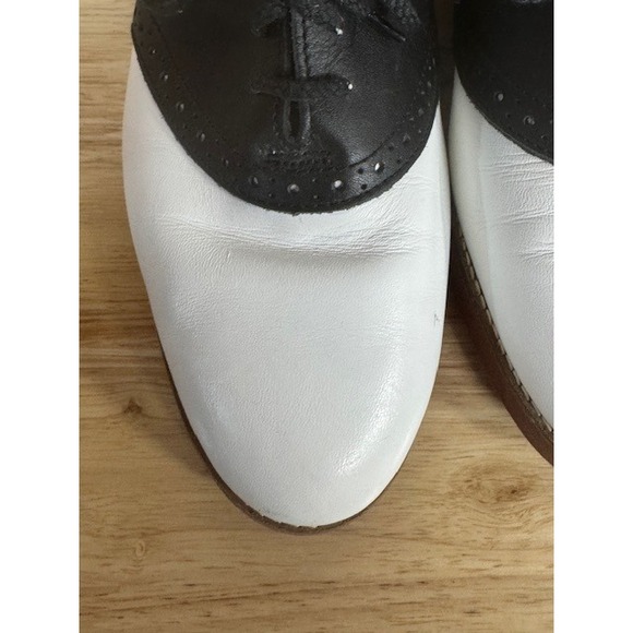 GH Bass Vintage Saddle Shoes Black White Leather Oxfords USA M 9.5 Preppy Retro main image 9